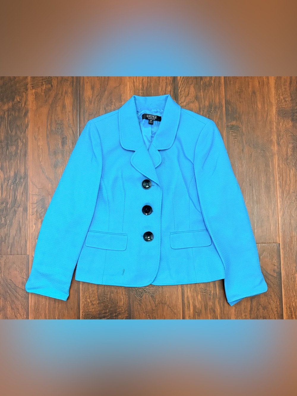Kasper Separates Blue Textured Blazer Jacket Petite 10P